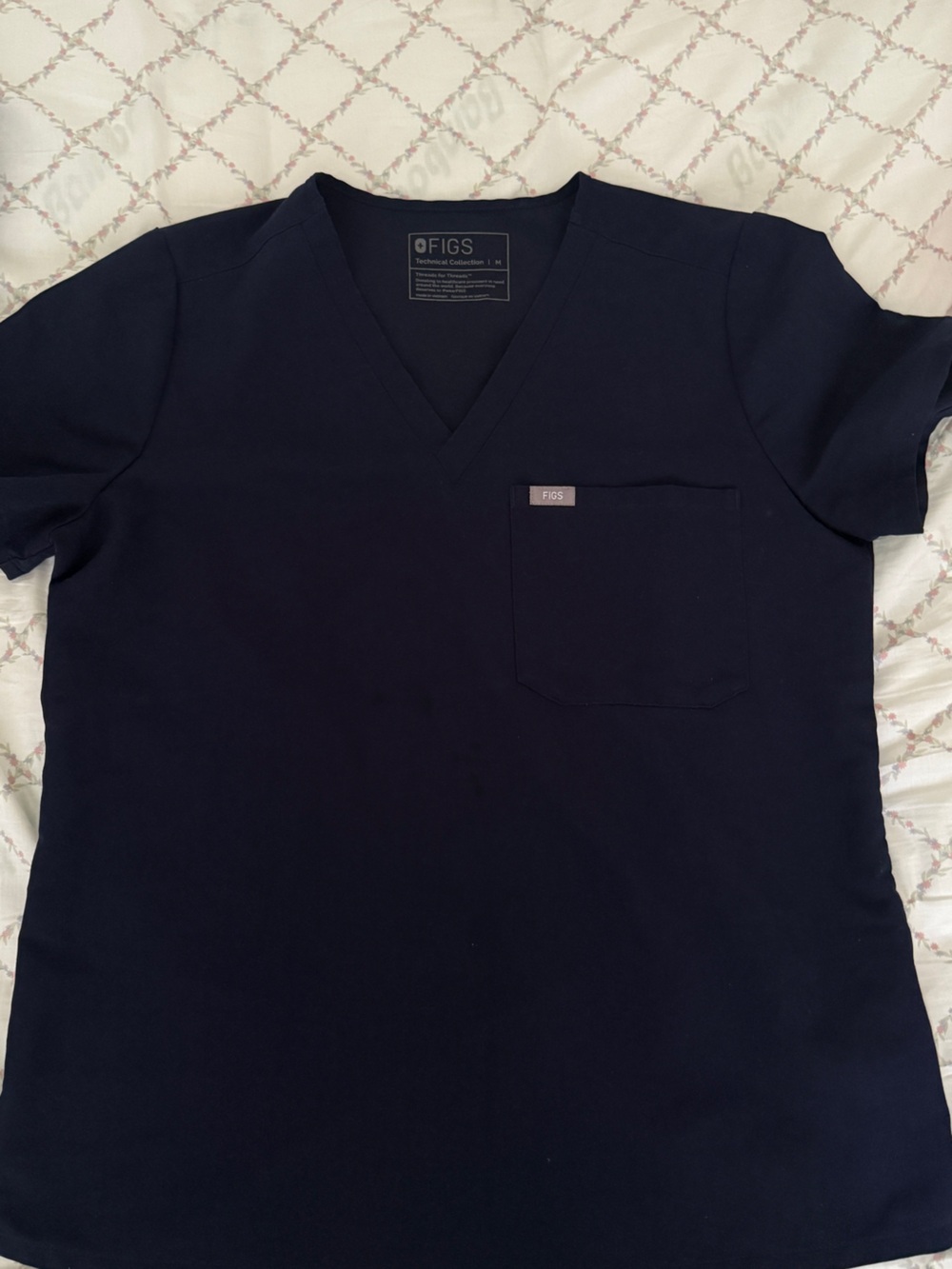 Figs Women Catarina One Pocket Navy Scrub Top
